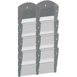 Wand-Plastikhalter für Prospekte - 2x4 A5, grau