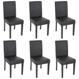 6er-Set Esszimmerstuhl Stuhl Küchenstuhl Littau ~ Kunstleder, schwarz matt, dunkle Beine