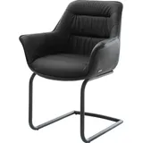DeLife Freischwinger Kaira-Flex Echt-Leder Schwarz Freischwinger rund Schwarz