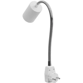 ledscom.de Steckdosenleuchte/Leselampe WAIKA, Schwanenhals, Schalter, weiß, 1x GU10 max. 60W