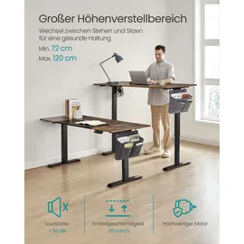 Songmics Schreibtisch elektrisch 160cm mit 4 Höhen / schwarz, vintage, verstellbar, 160 x 72-120 x 70