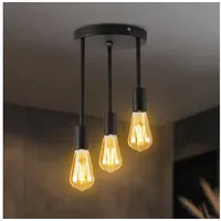 MUPOO LED Pendelleuchte Retro Deckenleuchte,Hängend 3 Flammig,LED Pendelleuchte, LED fest integriert, Halbbündige Deckenlampe E27 mit 3 LED-Glühbirnen