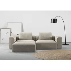 Ecksofa RAUM.ID "Cushid L-Form", grau (taupe), B:268cm H:62cm T:191cm, 100% Polyester, Sofas, Modulset, bestehend aus 3 Teilen