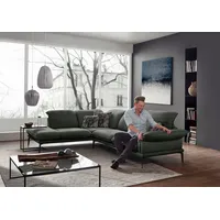 W.SCHILLIG Ecksofa sherry, Designsofa mit tollem Sitzkomfort, elegant und zeitlos, L-Form, mit Kopfstützenverstellung, Winkelfüße in Schwarz, Breite 302 cm grau