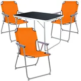 Mojawo 4-tlg Camping Set Gartenmöbel Campingtisch + 3 Campingstuhl Klappstuhl Orange - Schwarz