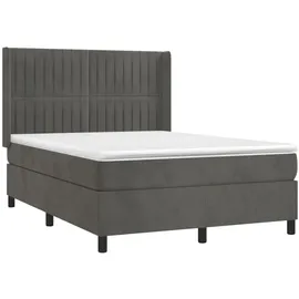 vidaXL Boxspringbett mit Matratze & LED Dunkelgrau 140x200 cm Samt