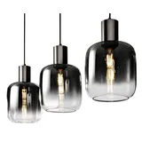 CASANOVA casa NOVA Pendelleuchte SVENJA, Schwarz - Metall - Rauchglas - 3-flammig - B 95 cm