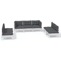 vidaXL Garten-Lounge-Set 7-tlg. Kiefer Massivholz weiß