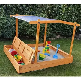 Promadino Sandkasten Multi mit Sitzbox und Sonnendach