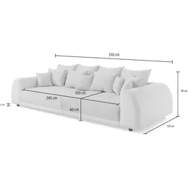 s-style möbel Bigsofa, Elementa Weiß, und Creme, Kunstleder/Strukturstoff