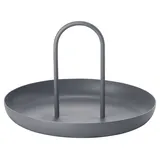 ZONE Denmark Singles Tablett Rund, Dekotablett oder Serviertablett aus Metall für den Esstisch, Wohnzimmertisch oder das Badezimmer, mit Griff, Durchm. 20 cm, Höhe 13 cm, Cool Grey (Grau)