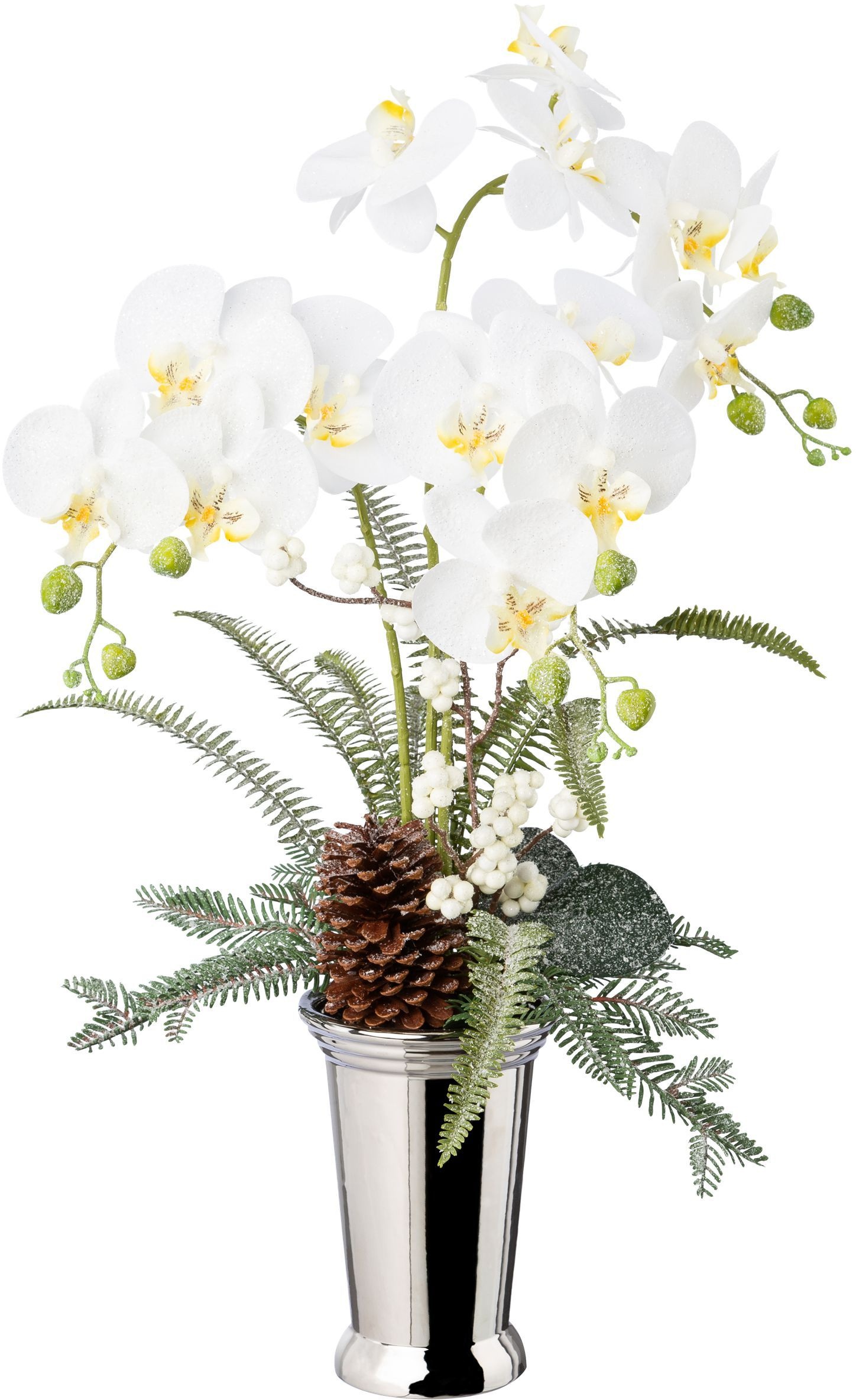 Künstliches Phalaenopsisgesteck In Keramikvase  70 Cm  Weiß