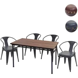 Esszimmer-Set HWC-H10, 4x Esszimmerstuhl Esszimmertisch, Ulme Holz MVG Industrial Gastronomie ~ grau