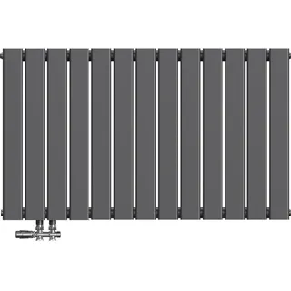 EMKE Heizkörper 63x100cm 730W Anthrazit Flach Paneelheizkörper Horizontal Einlagig, Badheizkörper