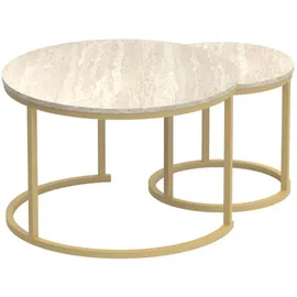 CaliCosy Set aus 2 Beistelltischen Beige Gold 70 x 45,5 cm