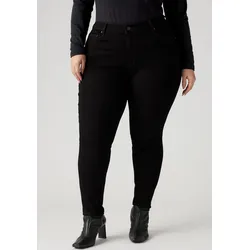 Skinny-fit-Jeans LEVI'S PLUS "721 PL HI RISE SKINNY", Damen, Gr. 18 (48), Länge 30, schwarz (midnight gaze), Denim/Jeans, Obermaterial: 73% Baumwolle, 26% Polyester, 1% Elasthan, casual, eng knöchellang, Jeans, sehr figurbetonter Schnitt