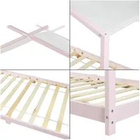 [en.casa] Kinderbett Brome Hausbett 90 x 200 cm Kiefer rosa