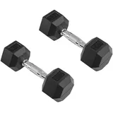 Yaheetech Hantel-Set 10/20 kg, 2er-Set Sechseckige Kurzhanteln für Zuhause/Fitnessstudio schwarz