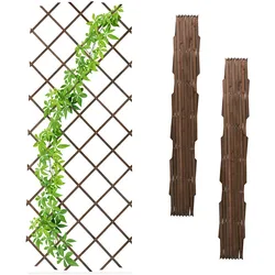 Relaxdays Rankgitter ausziehbar, 3er Set, Rankhilfe Kletterpflanzen, 180x90 cm, Garten, Balkon, Terrasse, Holz, braun