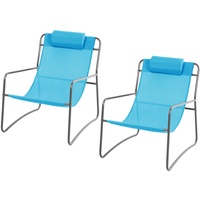 SVITA 2er Set Outdoor Relaxsessel Gartenstuhl mit Kissen Liegestuhl Blau