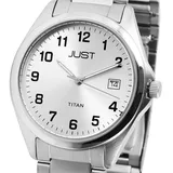 Just Titan Herrenuhr Damenuhr Quarz analog Armbanduhr Silber Datum 5ATM JUST JU20153