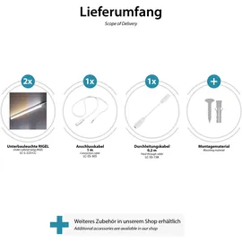 ledscom.de 2er Set LED Unterbau-Leuchten Rigel, je 57,3cm - Farbtemperatur einstellbar /, 16,656W, je 830lm
