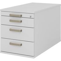 bümö Rollcontainer mit Schubladen, Container abschließbar aus Holz in grau - Rollwagen für's Büro als Schreibtisch Unterschrank, Bürocontainer od.