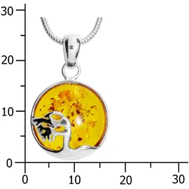 Ostsee-Schmuck Kette mit Anhänger Windflüchter 16 mm Silber 925/000 - Bernstein