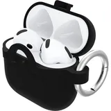Otterbox Soft Touch Kopfhörer Hülle für AirPods (4th gen), stoßfeste, sturzsichere, ultraflache, Kratz- und Abriebfeste Schutzhülle für Apple AirPods, inklusive Karabiner, Schwarz