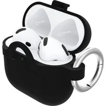 Otterbox Soft Touch Kopfhörer Hülle für AirPods (4th gen), stoßfeste, sturzsichere, ultraflache, Kratz- und Abriebfeste Schutzhülle für Apple AirPods, inklusive Karabiner, Schwarz