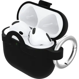 Otterbox Soft Touch Kopfhörer Hülle für AirPods (4th gen), stoßfeste, sturzsichere, ultraflache, Kratz- und Abriebfeste Schutzhülle für Apple AirPods, inklusive Karabiner, Schwarz