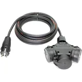 Schuko-Verteilung 3-Fach (1,5m-50m) 16A Verlängerungskabel Titanex H07RN-F 3x2,5mm2 mit PCE Stecker und 3er-Klappdeckel-Kupplung, Business-Line von Event-Kabel (20 Meter)
