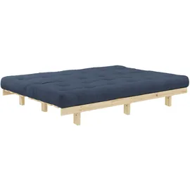 Karup Schlafsofa KARUP DESIGN "Lean 200 Schlafsofa, Gästebett, Sofa mit Futonmatratze", blau (navy), B:200cm H:73cm T:100cm, Bezug: 80% Baumwolle, 20% Polyester, Sofas, Schlafsofa, Inkl. Futonmatratze, Liegefläche 130x200 cm, FSC zertifizierte Kiefer