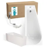 Calmwaters Calmwaters® Raumsparende Eckbadewanne 160x70 cm, Set mit Acrylwanne Essential Small, Wannenträger, Ablaufgarnitur 99000328
