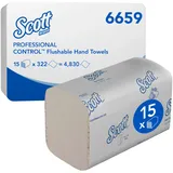 Scott Control Falthandtücher 6659, 1-lagige, weiße Einweg-Papierhandtücher aus FSC-zertifiziertem Papier, für das tägliche Händetrocknen, 15 Packungen x 322 Tücher (insges. 4.830)
