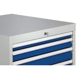 Bedrunka & Hirth Gerätebau GmbH Schubladenschrank Stahl H1019xB705xT736mm Lichtgrau/Signalblau 7 Schubladen Vollauszug