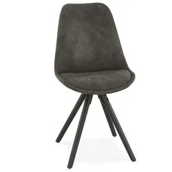 Eleganter Holzstuhl HARRY mit Mikrofaserbezug | Moderner Esszimmerstuhl mit hoher Rückenlehne | Rustikaler Stil | 48x56x84 cm | Kadima Design