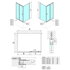 Polysan DEEP Komplettdusche 140 x 165 cm Klarglas