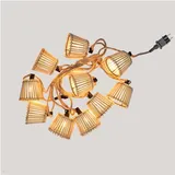Licht-Erlebnisse LED Außenlichterkette Bambus Schirme 5 m Warmweiß