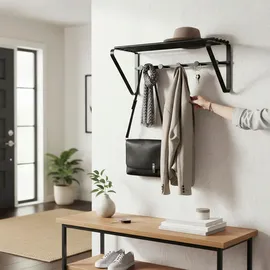 Haku-Möbel Wandgarderobe Gerda 45 x 20 x 18 cm Schwarz
