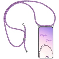 HongMan Handykette Handyhülle für iPhone XR mit Band - Handy-Kette Handy Hülle mit Kordel zum Umhängen Handyanhänger Halsband Lanyard Case - Transparent Schutzhülle in Lila