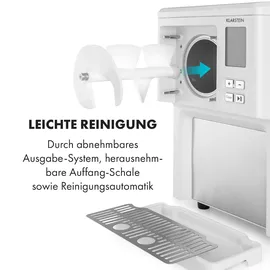 Klarstein Sweet Sundae Eiscrememaschine, 1,5 Liter, mitselbstkühlendem Kompressor, 200 Watt, Ausgabesystem, 3 StundenAuto-Kühlhaltefunktion, Reinigungsautomatik, Edelstahl, weiß