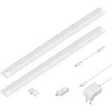 ledscom.de LED Unterbau-Leuchte SIRIS weiß matt mit Bewegungsmelder, flach, je 50cm, je 531lm, warm-weiß, 2er Set
