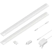 ledscom.de LED Unterbau-Leuchte SIRIS weiß matt mit Bewegungsmelder, flach, je 50cm, je 531lm, warm-weiß, 2er Set