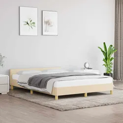 Bettgestell ohne Matratze Creme 140x200 cm Stoff