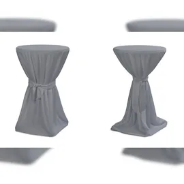 TexDeko Stehtischhusse Premium Grau Ø 90cm mit Schleifenband