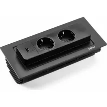 Schulte Elektrotechnik Steckdosenelement EVOLINE BACKFLIP 2f Steckdose, USB Charger, sw, 2,5m