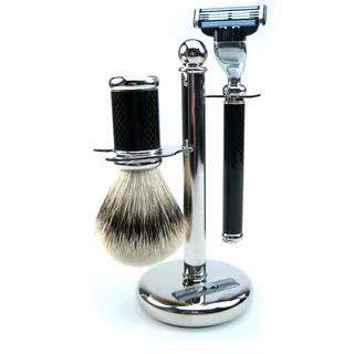 Golddachs - 3-teiliges Rasierset Carbon Grifffarbe Schwarz Dachs-Zupfhaar Herren (69.99 € / )