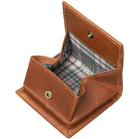 Benthill Münzbörse aus Echt-Leder - Wiener-Schachtel für Münzen - Leder Kleingeldbörse (Braun Cognac) - Braun