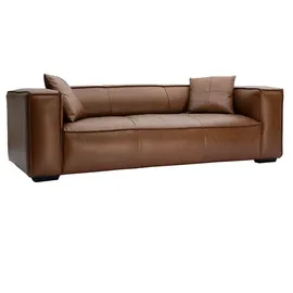 miliboo Schlafcouch Leder 3-Sitzer Braun